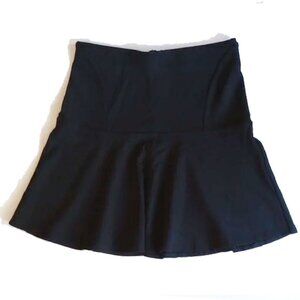 Wilfred Exposed Zipper Flounce Mini Skirt 2 Italian Fabric Solid Black